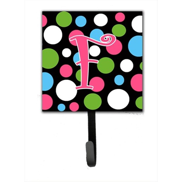 Carolines Treasures Letter F Initial Monogram - Polka Dots And Pink Leash Holder Or Key Hook CJ1038-FSH4 - main